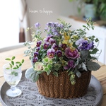 プラスチックバスケットに♪春満開のギャザリング寄せ植え