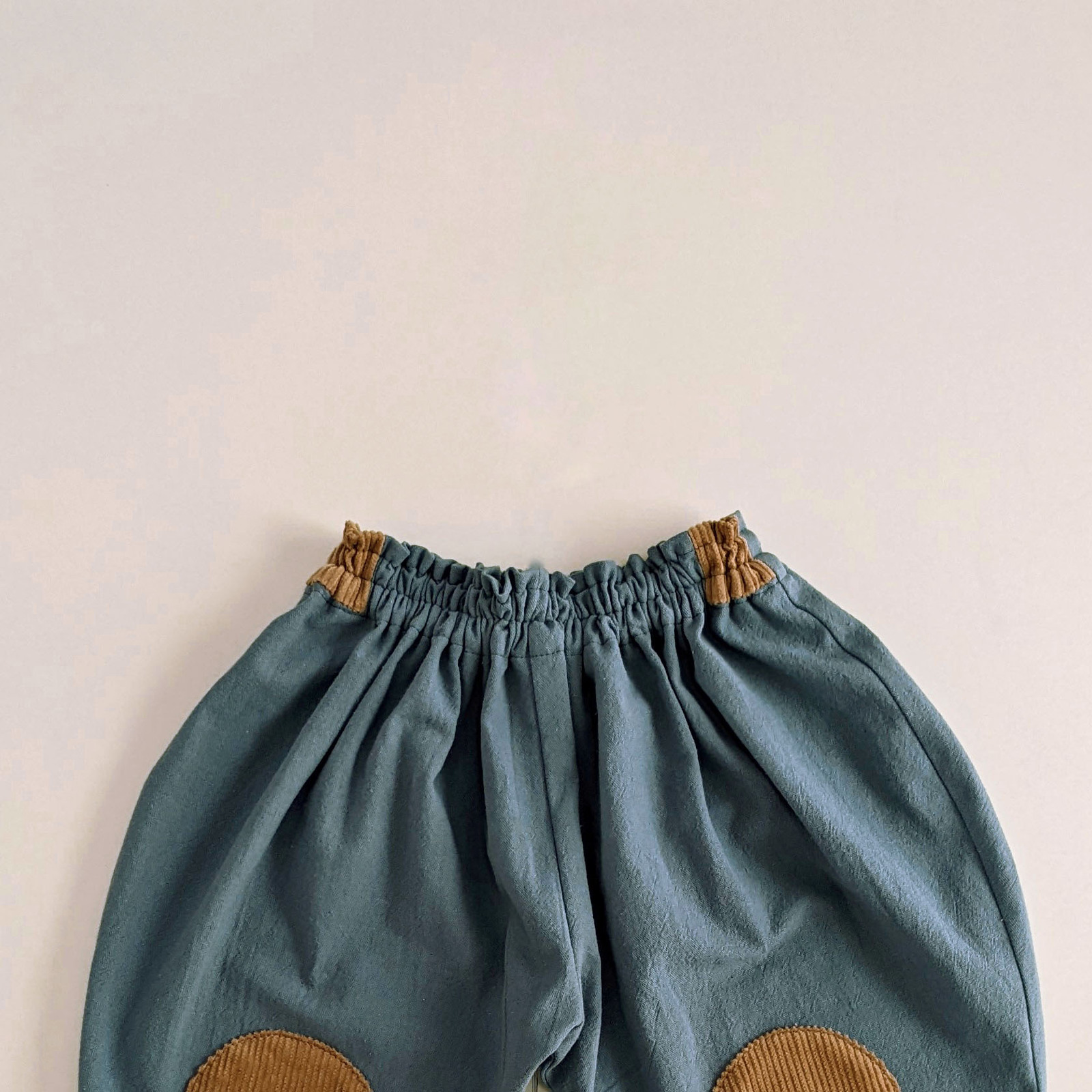 ニーパッチサルエルパンツ　キャンバス×コーデュロイ｜詳細画像