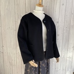 ウールのノーカラージャケット(ブラック)