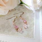 ・小さなビジューのピアス・ピンク　＃1662