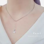 ネックレス　ステンレスチェーン　Y字　1粒　ジルコニアネックレス　シンプルネックレス