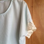 ★訳ありセール★プルオーバーブラウス　   アイスブルー×レース