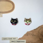 猫のピアス(黒猫&キジシロ猫)