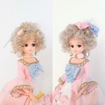 22cmドールドレス ピンク×水色 三角帽のフランセーズ