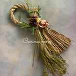 迎春　五穀豊穣　46cm  しめ縄飾り C 白鶴　ドライフラワー