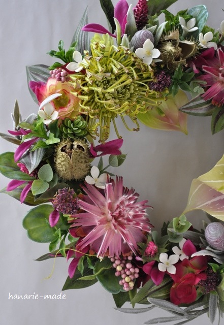 tropical pink:Pincushion wreath no.2