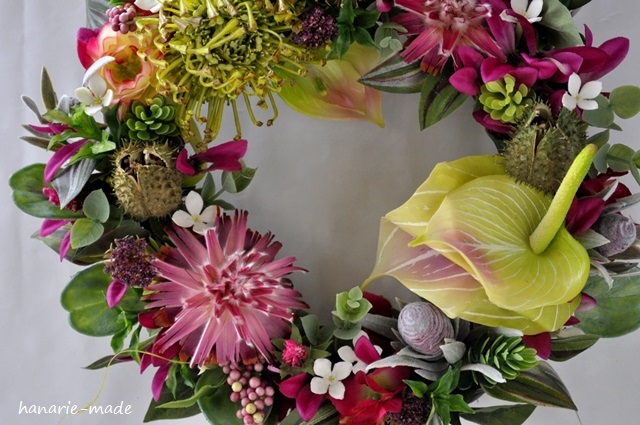 tropical pink:Pincushion wreath no.2