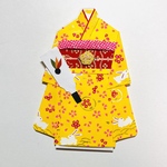 着物のポチ袋1915 QUOカードサイズ　白うさぎ　桜