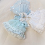 (ホワイト)Winter Color、フリルワンピース【オビツ11 / ob11 / あまむす / お洋服　/ ドール服/ ハンドメイド/ 服/ オビツ11服】
