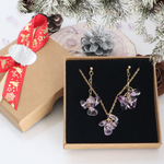 【クリスマスギフトに】【2点セット】天然石アメジスト ピアス イヤリング ネックレス