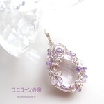 ローズアメジスト・ファセットカットペンダント（ワイヤージュエリー☆ワイヤーアクセサリー☆ワイヤーラッピング天然石ネックレス☆KuthumistyleⓇ☆クツミスタイル）