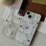 wave flower【iPhone全機種】はさめるカードつき  iPhoneケース スマホケース