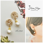 №1352 ❁¨̮ パールとモザイクプレートのピアス・イヤリング