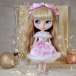 雪の結晶ミニドレス（ピンク）ファー＆リボンの3点セット　ネオブライス　リカちゃん　サイズ　