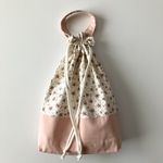体操服入れ お着替え袋 小花柄(薔薇、ピンク) 女の子 体操服 お着替え 巾着袋 上履き 上靴 入園 幼稚園 おしゃれ かわいい ピンク