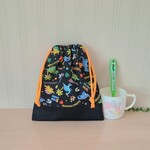 [恐竜柄] コップ袋 19×21㎝ 裏地なし コップ入れ 巾着袋 入園準備 幼稚園 保育園 男の子
