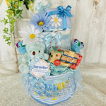 おむつケーキ・男の子・青系・大（2段）