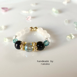 Aqua  planet / 天然石 ⭐︎パワーストーン#  リング　/ブルーアクアオーラ💙ブルーサンドストーン⭐︎  ホワイト翡翠