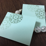 green cards with lace