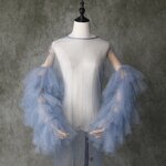 トップス  ライトブルー   シースルー袖  ソフトチュール  シースルー袖  披露宴/結婚式  ブライダル