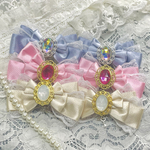 Shiny ribbon♥量産型 リボンクリップ 全3色 ヘアアクセ ロリータ ピンク サックスブルー 水色 ベージュ 推し色 ヘアピン イベント サテンリボン ヘアメ コンカフェ メイド