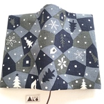 素朴で優しい雪の日に☆ハヤカワ文庫トールサイズ判　ブックカバー　本バンド/ポケット付　Noel blanc((ホワイトクリスマス))-Neiger((雪))柄　(ダークグレー×ネイビー色)