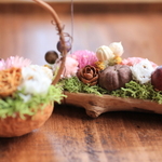 森のベンチとくるみのかご　レッド   (送料無料) Ａ様オーダー作品