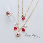 petit ribbon heart bijou ✵ 小さなハートのネックレス&リングセット    プチコフレ 