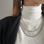 【SALE¥2,860円▷¥2,360】 Wステンレスチェーンネックレス　ネックレス　ステンレスネックレス　チェーン　淡水パール　ステンレス