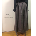 ワイドパンツ　イタリア製ウール混弱ストレッチ生地　グレンチェック