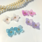再販☆夏に・浴衣に☆硝子細工風ピアス(紫陽花)
