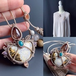 andesine × cobra jasper × chrysocolla / macrame amulet #マクラメネックレス#