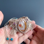 hanging bracelet / carnelian × orange spinel #マクラメブレスレット#