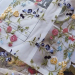 1m　花柄 刺繍　両山チュールレース  ハンドメイド　はぎれ　素材　