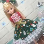 リカちゃん服ワンピース  〜クリスマス緑〜