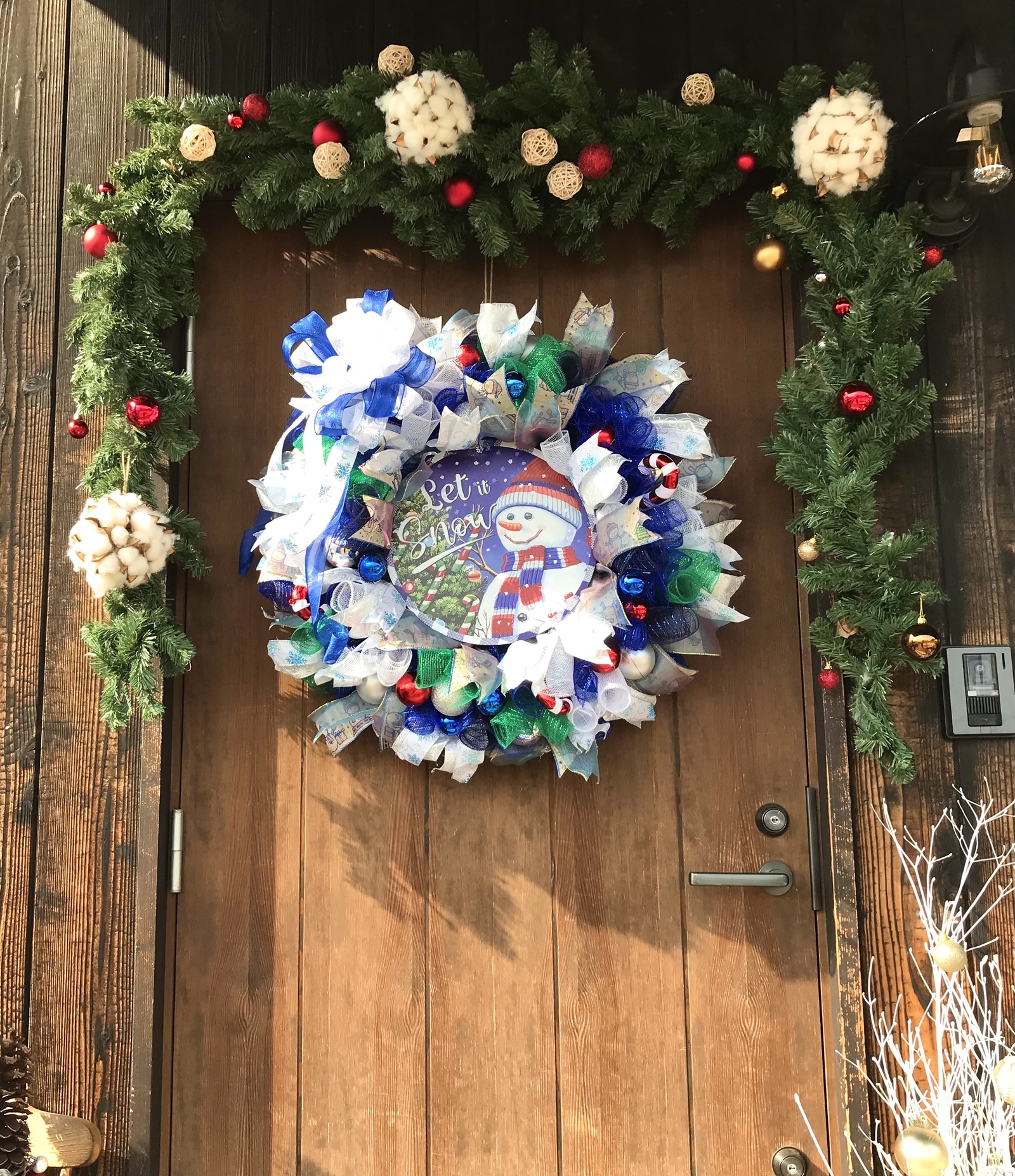 クリスマスリース 水色 クリスマスリース ブルー系 透明水彩 イラスト