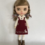 blythe outfit ウサギ刺繍のジャンパースカート&ブラウス