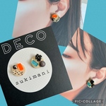 DECOピアス　オレンジ×ブルー