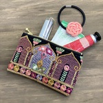 J様専用です【夜のマハラジャ】畳縁＆インド刺繍リボン　ぺたんこ　ミニポーチ