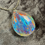 🌈水色オレンジリバーシブルタマゴ形ダイクロペンダント🌈