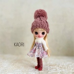 プチブライスアウトフィット　ピンクニット帽4点セット　ハンドメイド　服