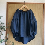 SALEl*ウール混お袖ぷっくりブラウス*ダークグレー