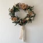 《即日発送可》コットンフラワーのボタニカルリース