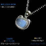 📽️動画ｱﾘ💙ブルームーンストーン😸ねこ形🐾Silver925Top✨Jewelry天然石ネックレス✨