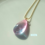 再販レジン雫のネックレスピンクブルー