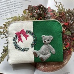 🎄felt  de  patchworkテディベアのポーチ🎄