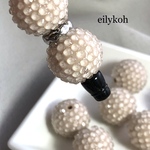 【再販】NEW カスタムボールペン対応　4個/ライトベージュ　ラインストーンビーズ 20mm BE149