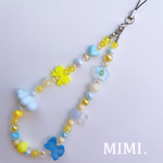 ビーズストラップ💛スマホストラップ🐰🩵ハンドストラップ🧸☁️🟡yellow✖️light blue🩵 /MIMI.☺︎