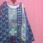 【ミナペルホネン】北欧パッチワーク ワンピース navy