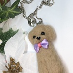 【受注制作】おとママの羊毛フェルト　トイプードル　シルバーのバッグチャーム